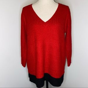 Jack by BB Dakota NEW red & black colorblock oversized sweater Medium